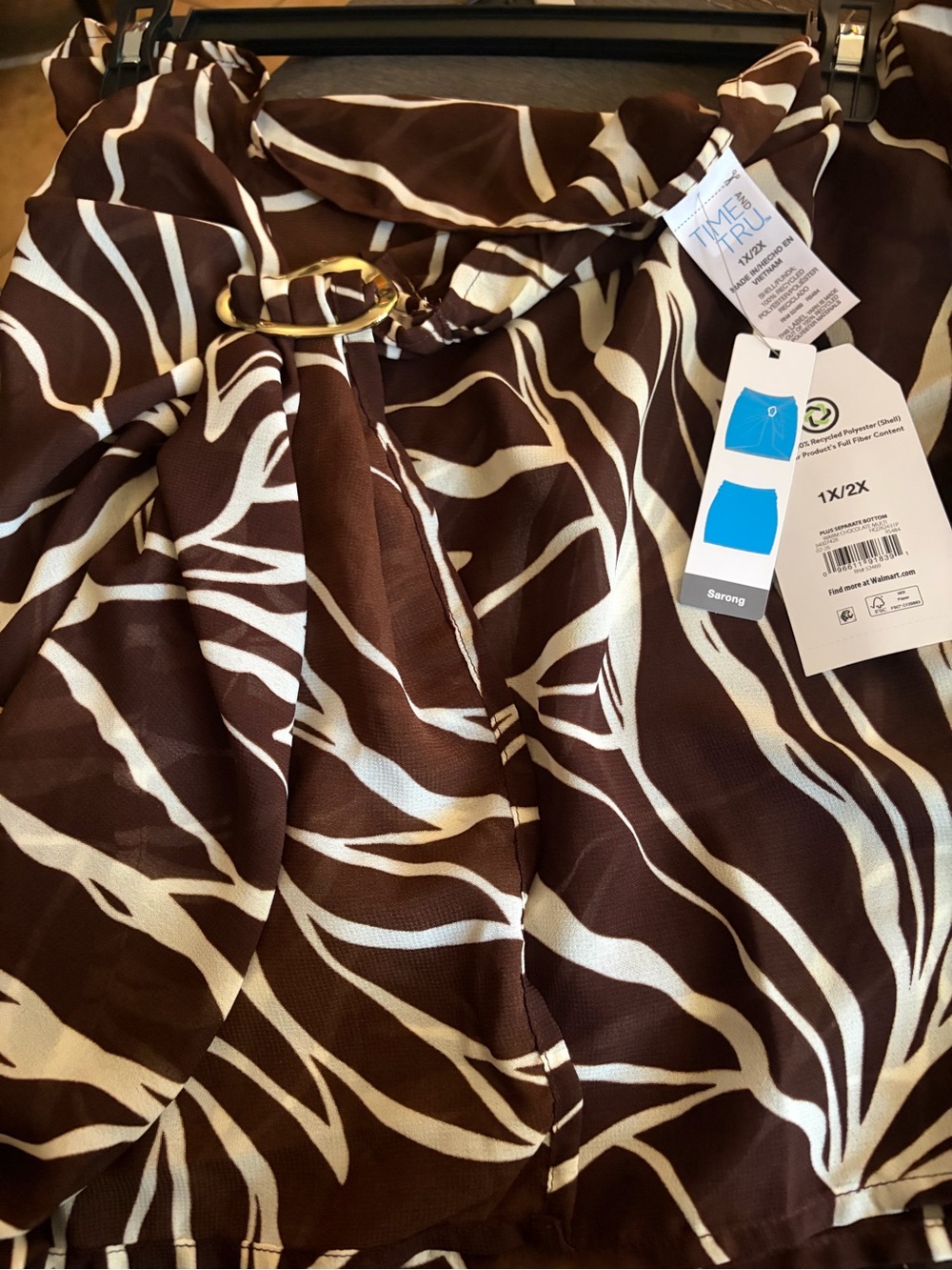 Time and Tru Brown and Cream Zebra Print Men’s Shirt